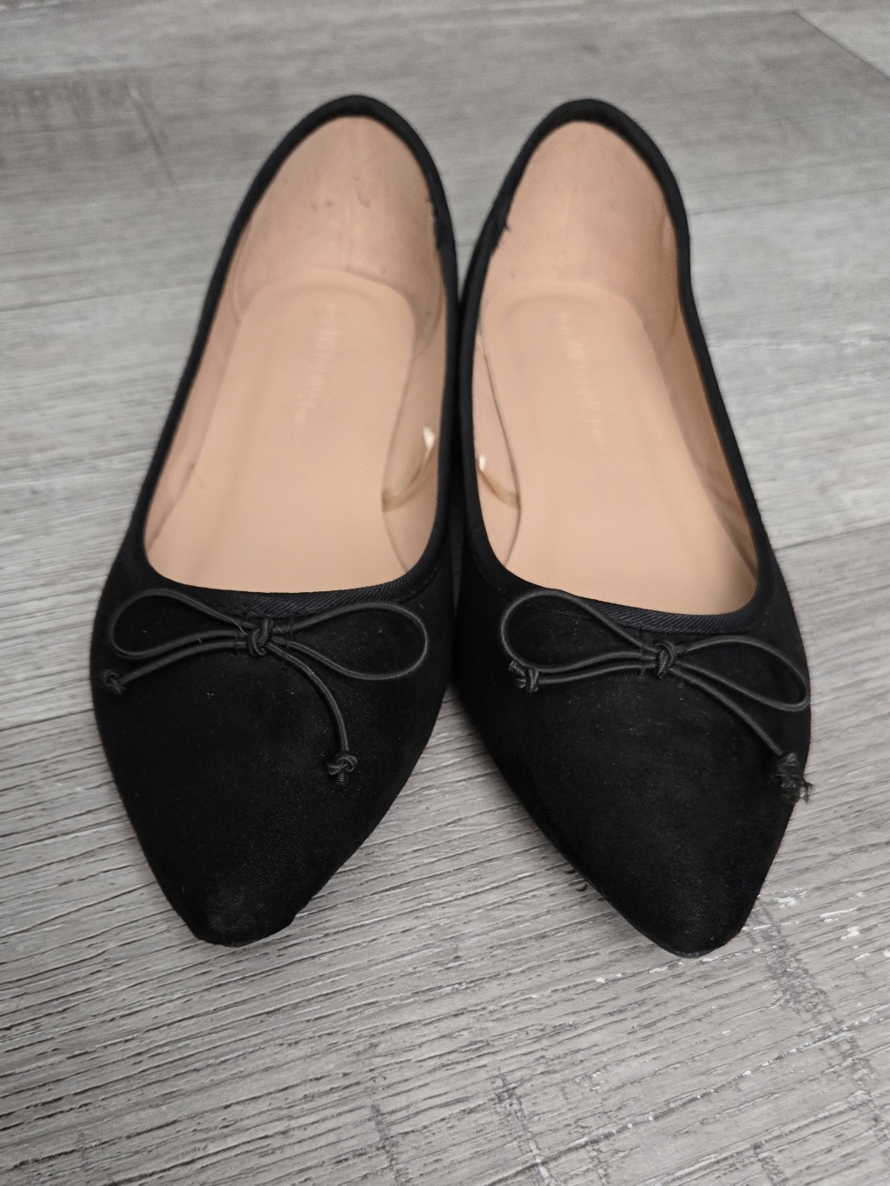 Wild Diva Black Pointed Bow Ballet Flats